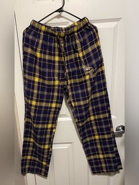 NFL Minnesota Vikings Purple Gold Plaid Flannel Pajama Pants Sleepwear Small